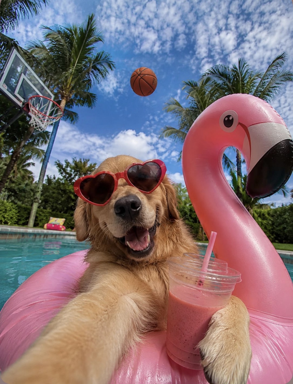 Golden retriever qui profite de l'été au bord de l'eau